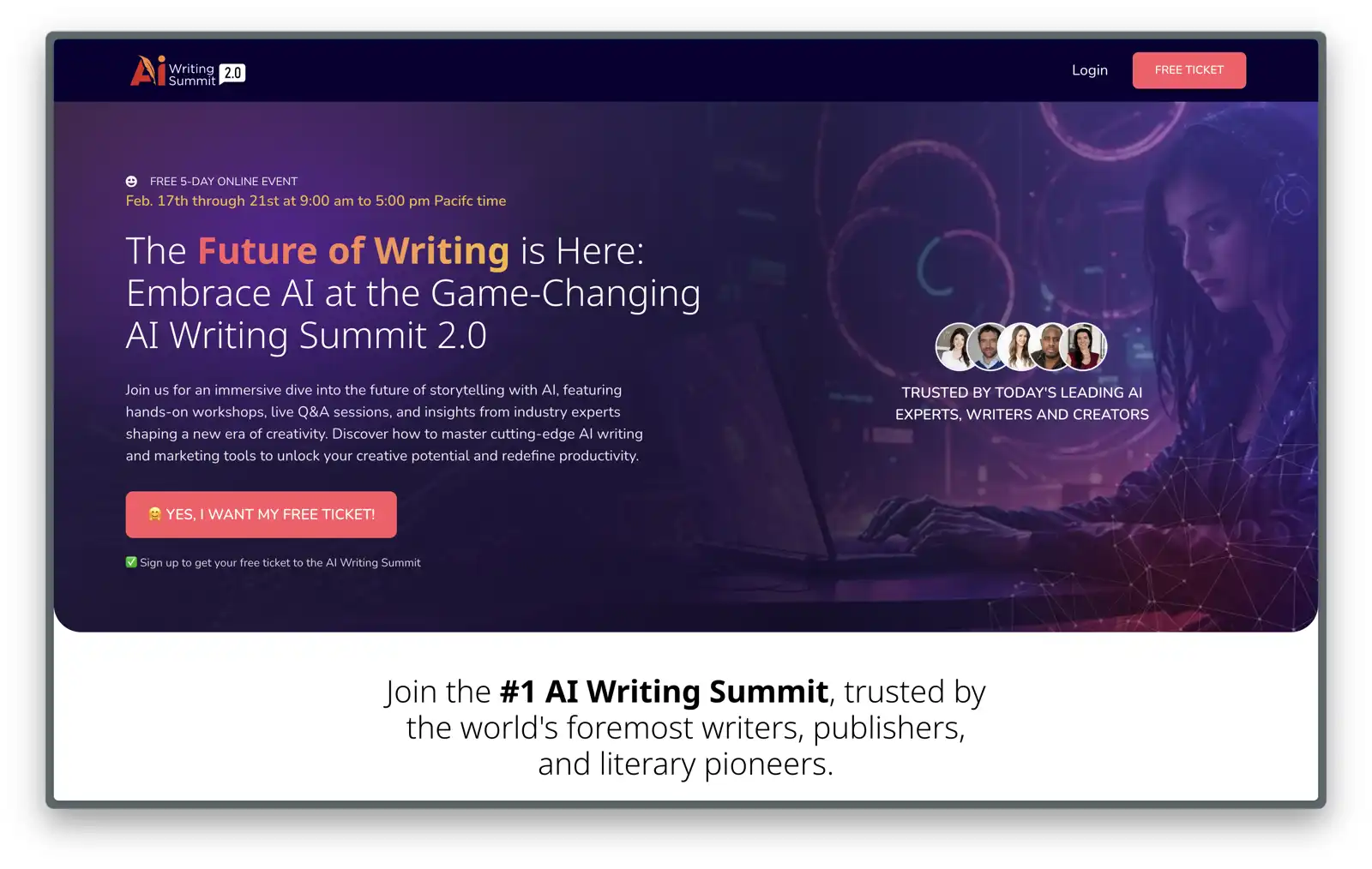 AI Writing Summit - a virtual summit using WordPress as a platform.
